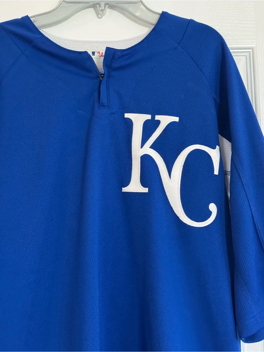 Kansas City Royals Majestic On-Field 3/4-Sleeve Batting Practice Jersey Small